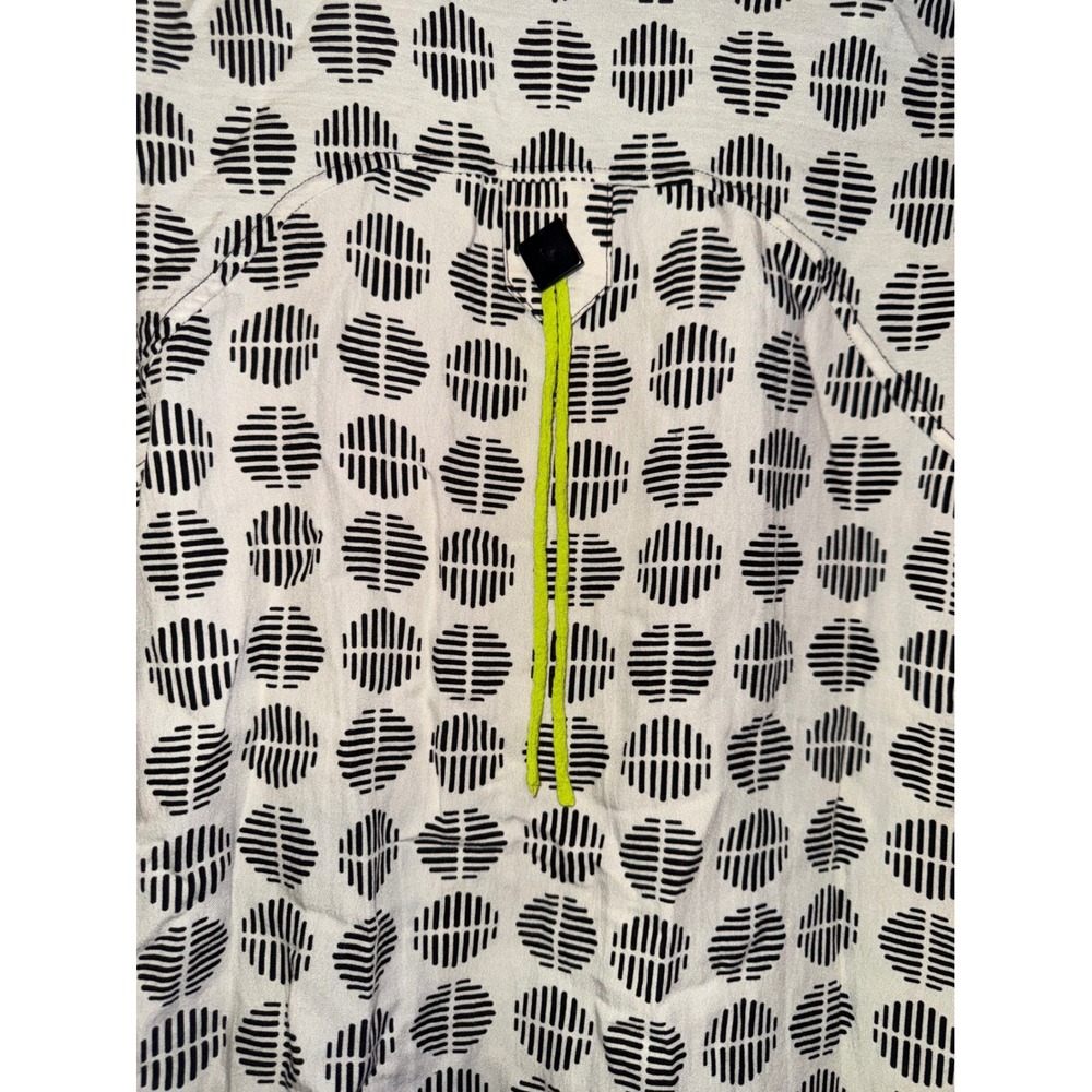 Ali Miles Black White Polka Dot Button Front Blouse Neon‎ Accent PS Art To Wear - Picture 15 of 16